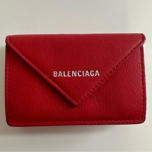 Balenciaga‎ Red Leather Mini Wallet
